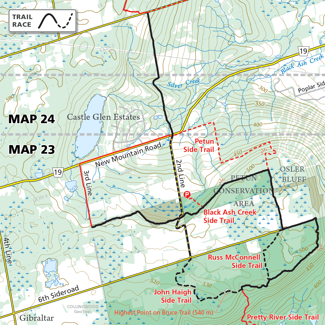 Map 23 & Map 24 - Blue Mountains - Trail Race at Pretty River, September 28